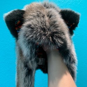 SpiritHoods Faux Fur Red Gray Wolf Rainbow Tribal